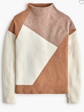 J. Crew Factory Colorblock Mock Neck Sweater in Cream, Tan, White